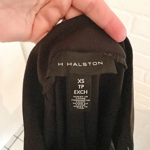 H by Halston Dress Pants Crop wide leg Black High rise Gold buttons Military XS - Picture 7 of 12